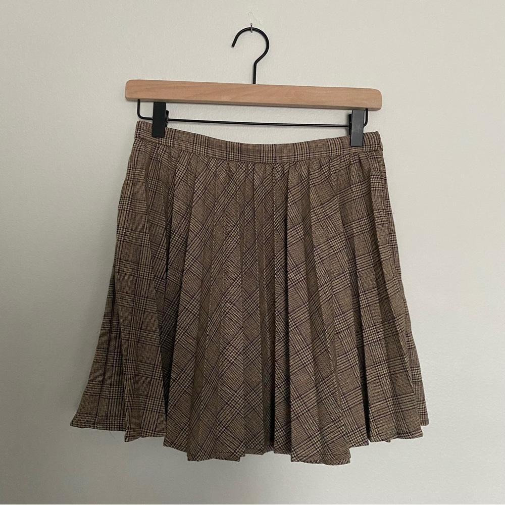 Mango Brown Plaid Pleated Mini Skirt - US 4